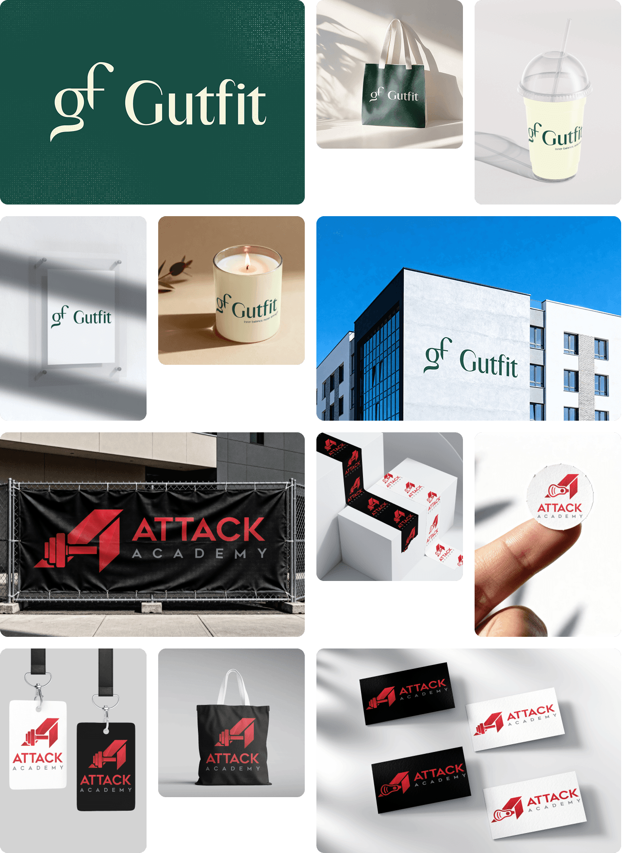 Айдентика брендів Gutfit і Attack Academy